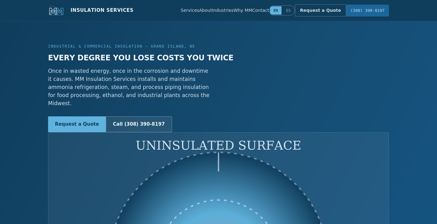 MM Insulation Services website homepage